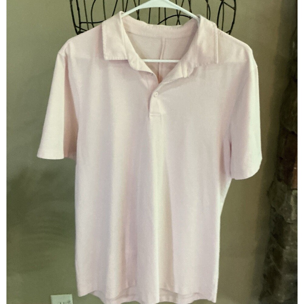 Lululemon Mens Evolution Pink Golf Polo Breathable Short Sleeve Shirt Small